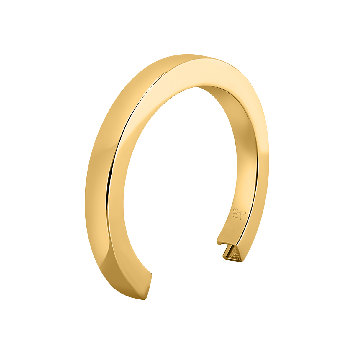 Gold Hair-Tie Hider Cuff Bracelet worn on a wrist, hiding a hair tie inside the band