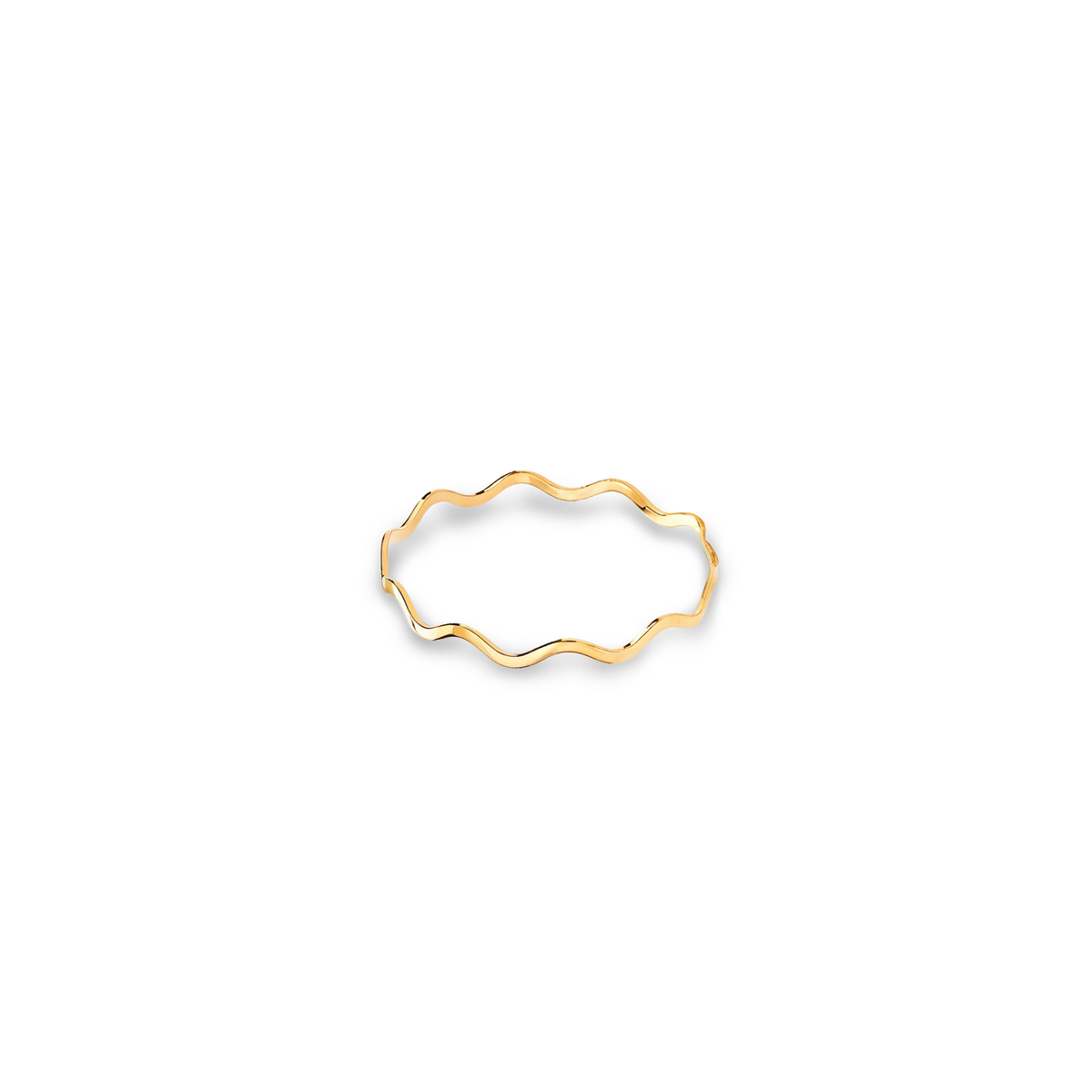 Gold Dainty Wave Ring stacked with a Dome Ring and Chunky Ring