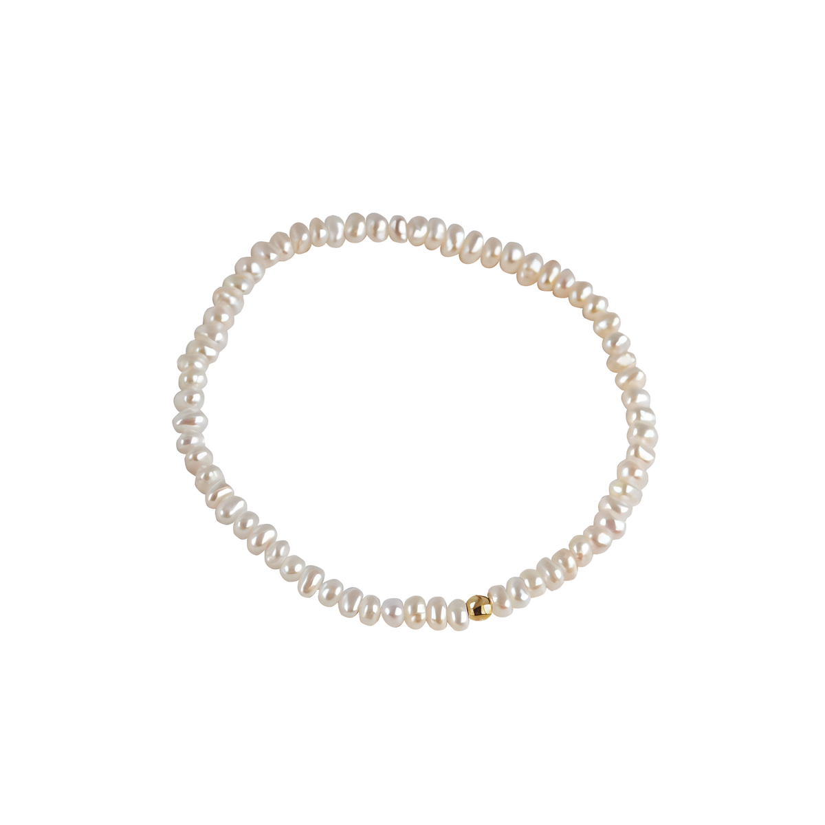 Minimalist Freshwater Pearl Bracelet with genuine 3mm-4mm pearls and a gold-toned accent bead