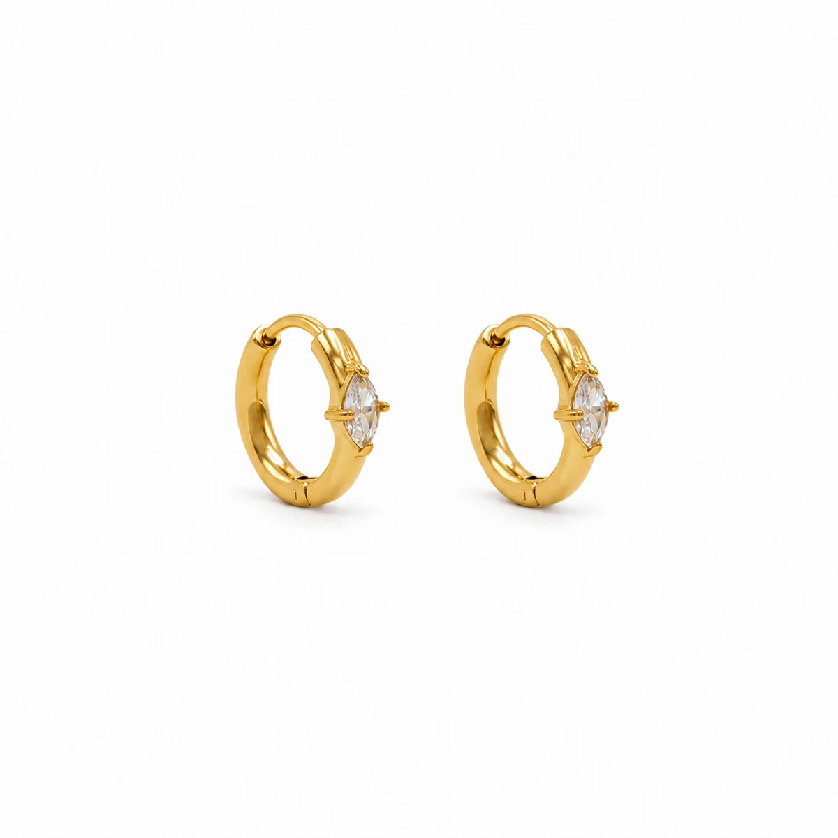 Marquise CZ Hoop Earrings - Gold
