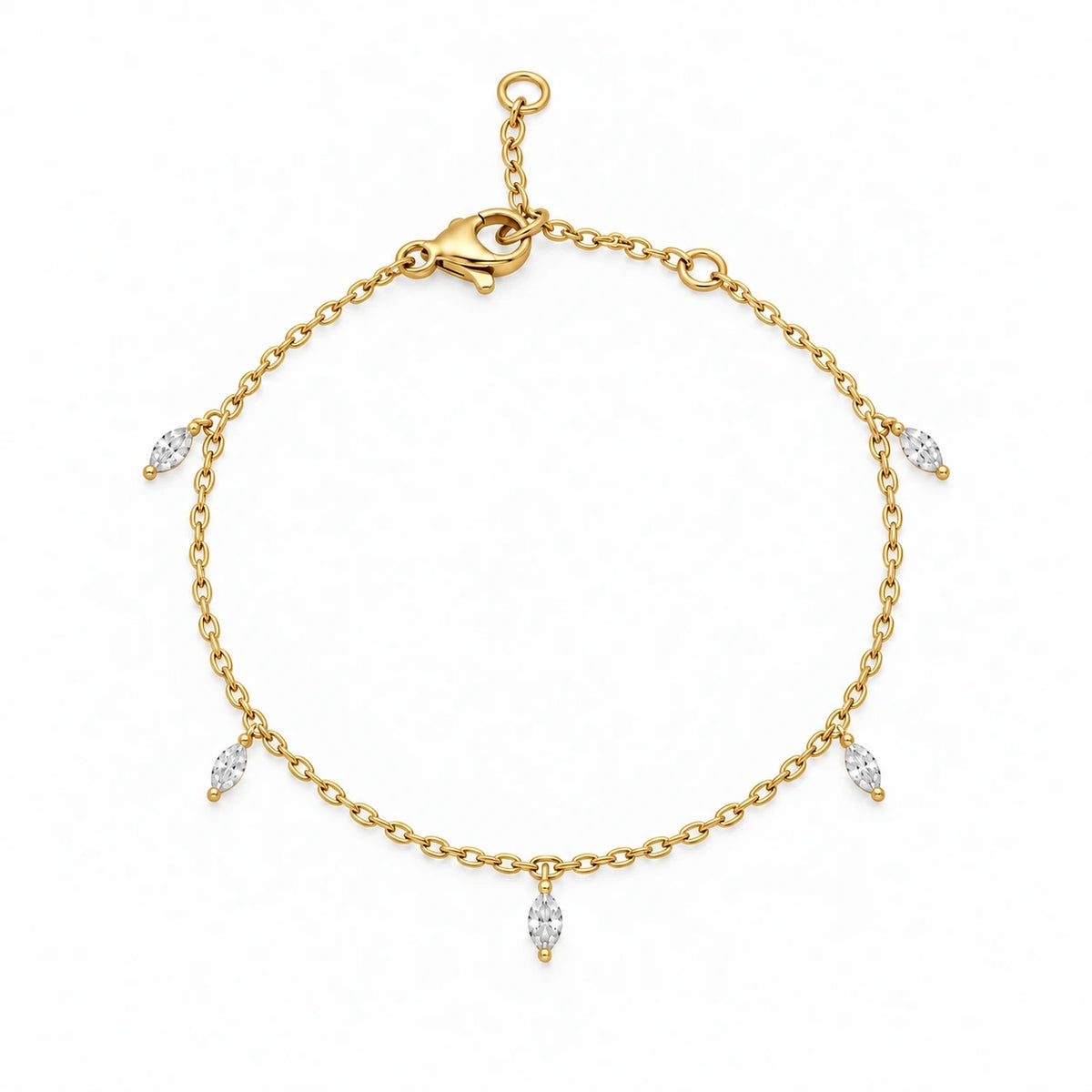 Marquise CZ Drop Bracelet - Gold