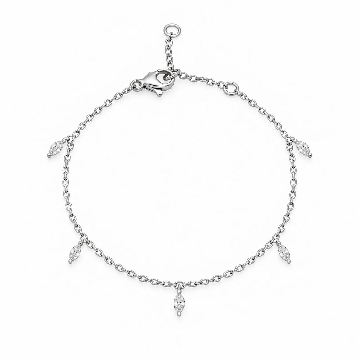 Marquise CZ Drop Bracelet - Silver