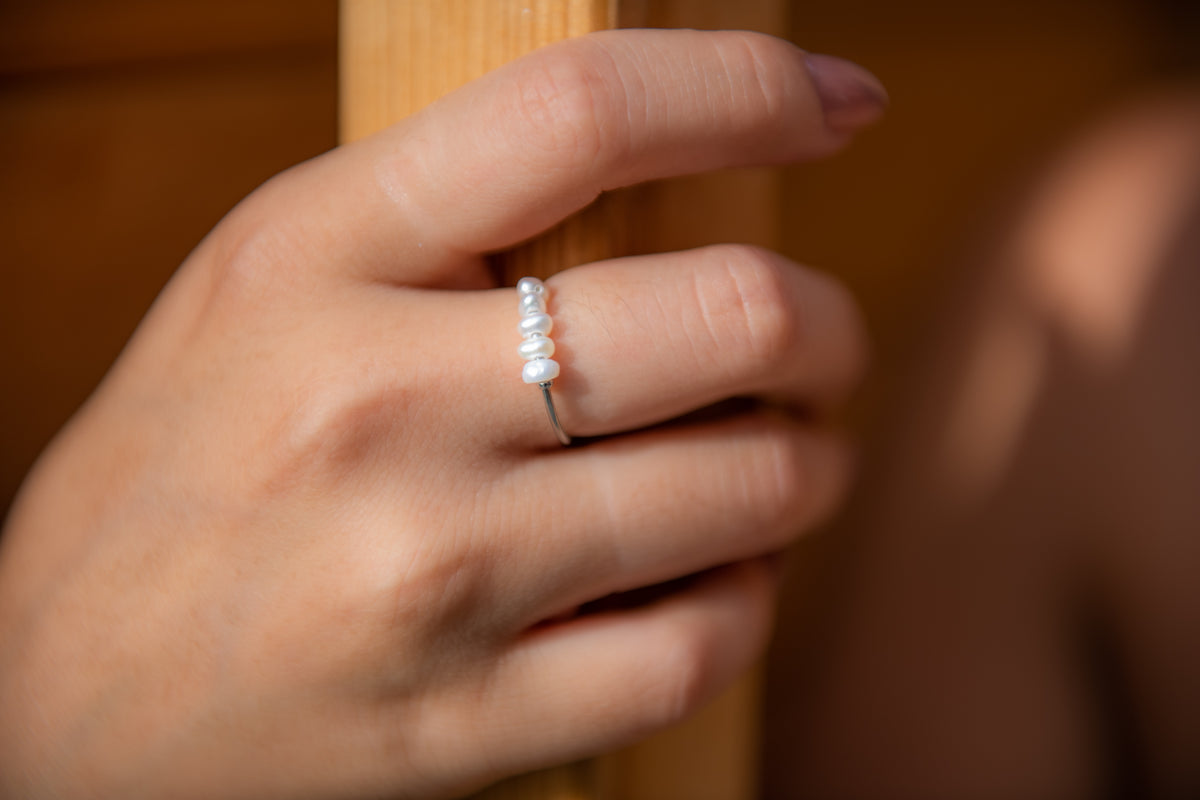 Freshwater Pearl Ring worn