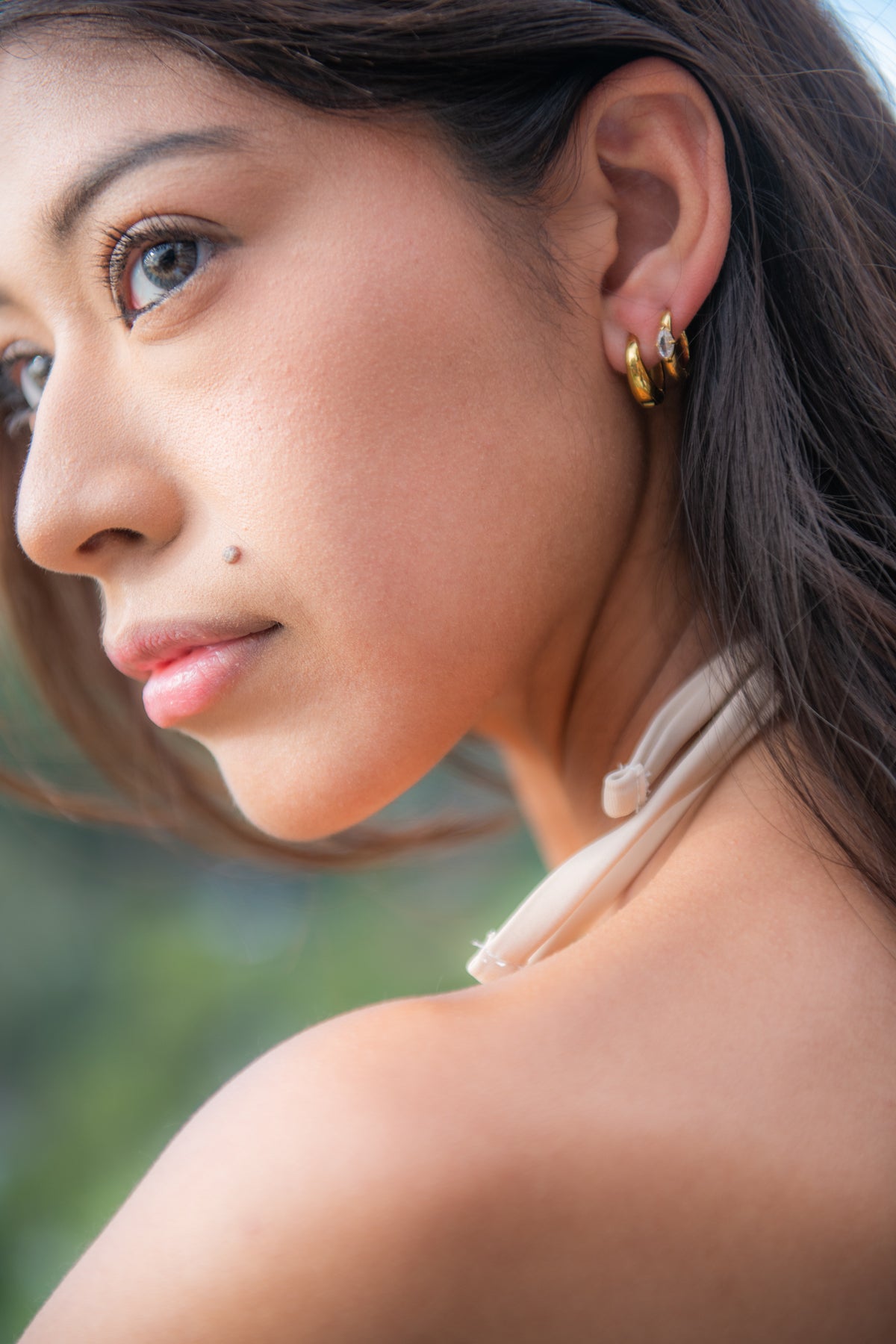 Classic Hoop and Marquise CZ Hoop